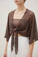 Boléro Kimono Victor — Dentelle Stretch À Nouer Manches Chauve-Souris Made in Italy