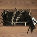 Sac Croisette Cuir Nubuck - Rabat Zip Clous Dorés Chaînette Femme