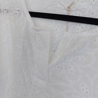Tunique Seta Broderie Anglaise Col V Manches Courtes – Blanche, Taille Unique 36-40