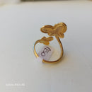 Bague Peso Dorée Réglable Acier Inoxydable Double Papillon Motif Léopard