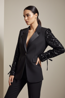 Blazer George Noir Manches Sequins - Poignets Ajustables