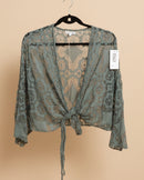Boléro Kimono Victor — Dentelle Stretch À Nouer Manches Chauve-Souris Made in Italy
