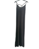 Robe fluide longue Ella, bretelles fines et dos nu perlé couleur noire par Ineva  