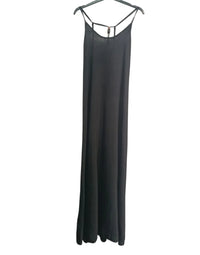 Robe fluide longue Ella, bretelles fines et dos nu perlé couleur noire par Ineva  