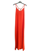 Robe Ella fluide longue, bretelles fines et dos nu perlé couleur orange par Ineva  