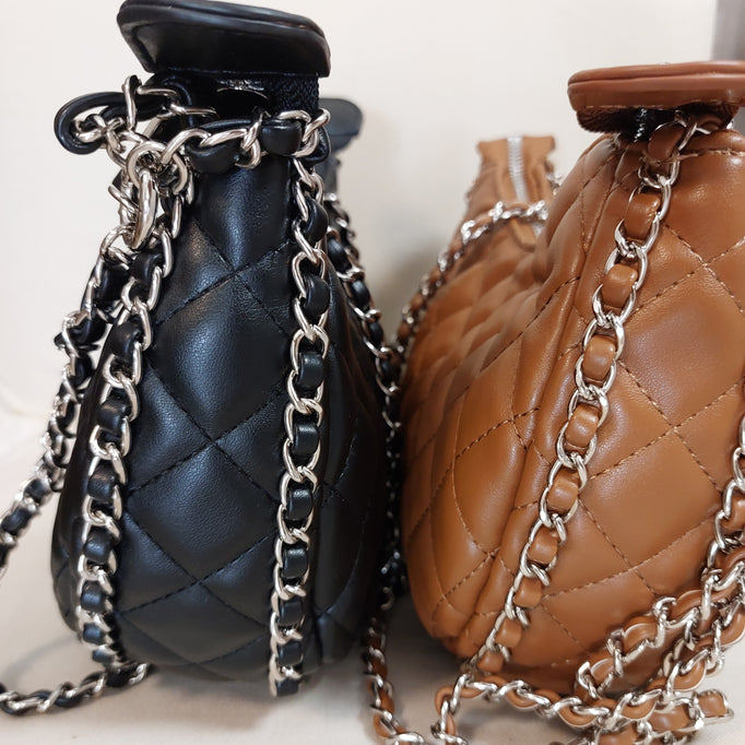 Sac à Main Ifrane Simili Cuir Matelassé - Demi-Lune Chaînette Femme