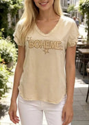 T-shirt Col V Manon — Sérigraphie Fun Coton Made in Italy Femme